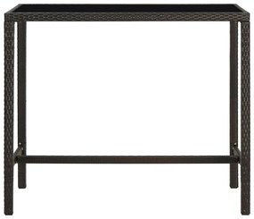 Tavolo da bar per esterni marrone 130x60x110cm polyrattan vetro