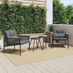 Set Mobili Da Balcone 4 Pz Con Cuscini Nero İn Acciaio /