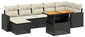 Set Divani da Giardino con Cuscini 8 pz Nero in Polyrattan