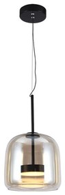 Lampada a Sospensione LED 6 W in Metallo e Vetro – Nero/ambra