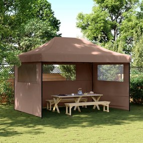 Tendone Per Feste Pieghevole Pop-up Con 3 Pareti Marrone /