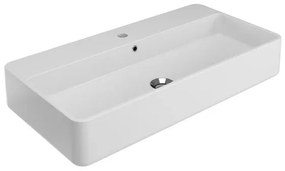 Lavabo da appoggio OLYMPIA CERAMICA rettangolare piletta non inclusa in ceramica L 80 x H 14 x P 20 cm bianco piletta non inclusa