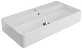 Lavabo da appoggio rettangolare in ceramica L 80 x H 14 x P 20 cm bianco