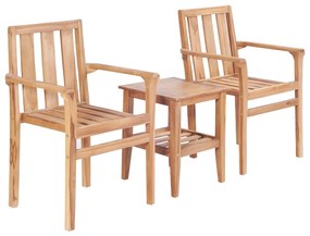 Set Da Bistrò 3 Pz İn Legno Massello Di Teak /