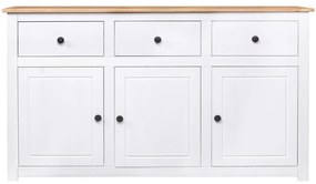 Credenza bianca 135x40x80 cm in legno massello di pino panama