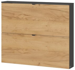 Scarpiera color antracite/di colore naturale con effetto rovere con ante ribaltabili/da parete 100x85x19 cm Renell – Germania