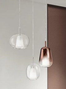 Ondaluce - Lampadario sospeso su cavo THELMA 3xE27/15W/230V Ø 19,5 cm oro/trasparente