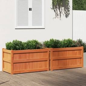Fioriere Da Giardino 2pz Marrone Cera Legno Massello Di Pino /