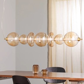 Eko-Light Lampada LED a sospensione Daphne, vetro ambra trasparente, lunghezza 118 cm