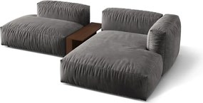 Divano angolare componibile grigio (con penisola a destra/con chaise lounge) con rivestimento in velluto Martina – Micadoni