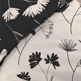 Biancheria da letto nera/beige in percalle di cotone per letto matrimoniale/per letto prolungato 240x220 cm Iris – douceur d'intérieur