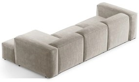 Divano angolare beige (con penisola a destra/con chaise lounge) con rivestimento in velluto a coste Bergamo – Cosmopolitan Design