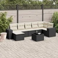 Set Divani da Giardino con Cuscini 8 pz Nero in Polyrattan 3255223