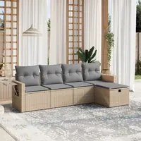 Set Divano da Giardino 5 pz con Cuscini Beige Misto Polyrattan 3263775