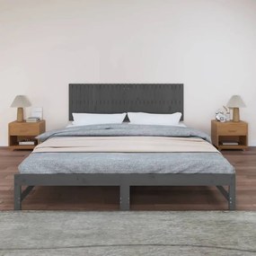 Testiera da parete grigia 185x3x60 cm in legno massello di pino