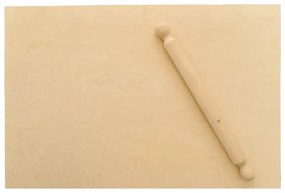 Spianatoia in legno per impasti tradizionali senza bordo con mattarello 65x45 cm