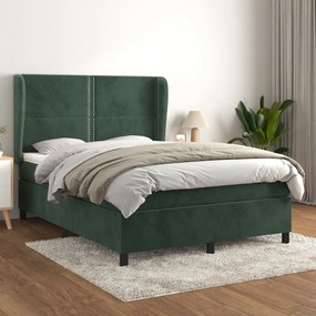 Giroletto a molle con materasso verde scuro 140x190 cm velluto