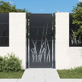 Cancello Giardino Antracite 105x180 Cm İn Acciaio Design Erba /
