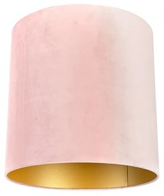 Paralume in velluto rosa 40/40/40 con interno oro