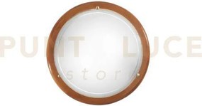 Plafoniera 1010 bianca vetro con legno 1 luce attacco e27 30x30x9,5cm