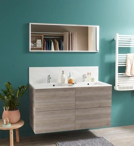 Mobile sottolavabo e lavabo Neo per doppia vasca rovere grigio L 120 x H 64 x P 48 cm 4 cassetti