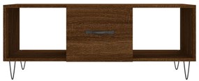 Tavolino salotto rovere marrone 102x50x40 cm legno multistrato