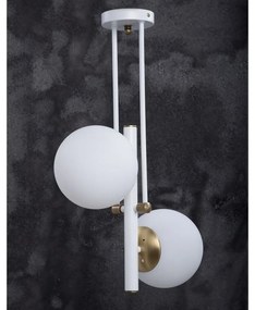 Lampada a sospensione con paralume in vetro oro e bianco ø 15 cm Libra - Squid Lighting