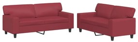 Set di divani 2 pz rosso vino in similpelle
