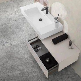 Mobile bagno sospeso 80 con lavabo 100  grigio perla e specchio   Iside