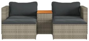 Set Divano Giardino 5 pz con Cuscini Grigio Polyrattan Acacia