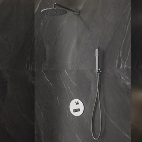 Kamalu - Set doccia a incasso finitura cromata con dettagli in marmo nero | MARMO-NERO