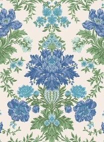 Cole & Son Carta da parati Poppies - Sapphire/ Cerulean and Moss on Stone