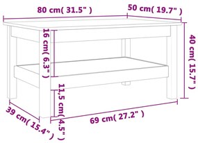 Tavolino da Salotto Marrone Cera Legno Massello di Pino