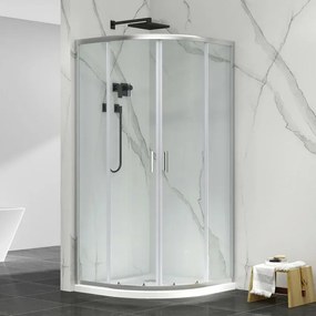 Box doccia semicircolare 80x80 cm cromo scorrevole in cristallo trasparente Tay