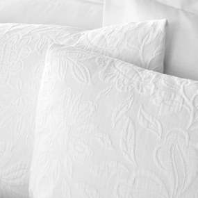 Set copripiumino e federa bianco in jacquard per letto matrimoniale 200x200 cm Fleur Matelassé – Bianca