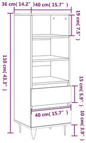 Credenza Bianco 40x36x110 cm in Legno Multistrato