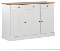 Credenza moderna 3 ante e 3 cassetti 128x85 cm in legno bianco/noce