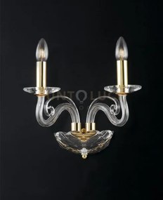 Applique a parete epoque oro 2 luci attacco e14 36x23x31cm vetro tr...