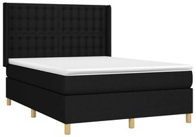 Letto a molle con materasso e led nero 140x200 cm in tessuto