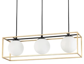 Sospensione Contemporanea Lingotto Metallo Ottone 3 Luci E14