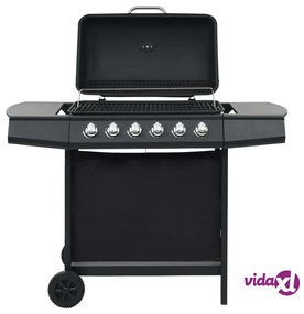 vidaXL Barbecue Griglia a Gas con 6 Fornelli Acciaio Nero