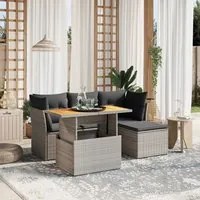 Set Divano da Giardino 6 pz con Cuscini Grigio in Polyrattan 3270808