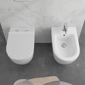 Wc per anziani filomuro H 50 cm con scarico traslato serie Comoda