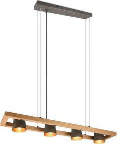 Lampadario in colore grigio-naturale Bell - Trio