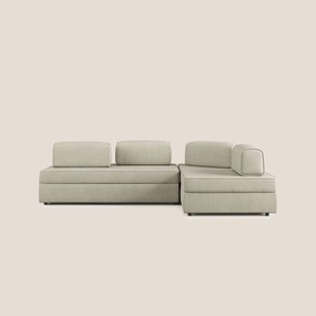 Liberty divano angolare con pouf estraibile e schienali movibili in tessuto morbido impermeabile T02