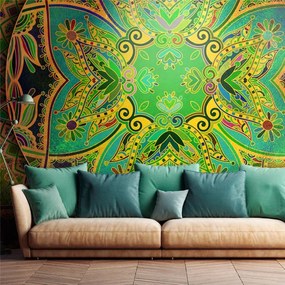 Fotomurale  Mandala: Emerald Fantasy  Colore Verde, Dimensioni e Misure 200x140