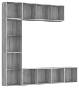 Set mobili libreria / porta tv 3 pz grigio sonoma 180x30x180 cm