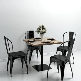 Tavolo Bistrot Mdf E Acciaio Quadrato 80x80x75 Cm Color Rovere /