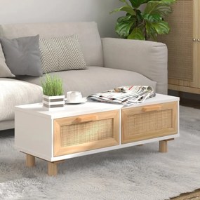 Tavolino Bianco 80x40x30cm Legno Multistrato E Massello Di Pino /