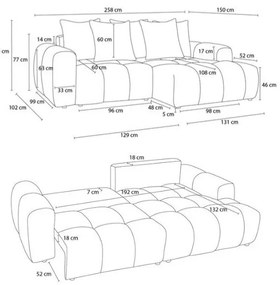Divano angolare blu allungabile/con contenitore (con penisola a sinistra/con chaise lounge) con rivestimento in bouclé Roxelane – Bobochic Paris